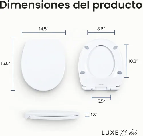 Vista 9 de LUXE TS1008R Asiento de inodoro redondo de cierre lento, ajuste cómodo