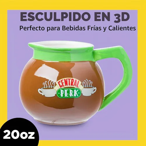 Vista 2 de Silver Buffalo FRIENDS TV Central Perk Coffee Pot, 3D Sculpted Mug, 20oz Cerámica, Taza de café, 0.59 Litros Central Perk Pot