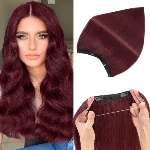 Vista 38 de Extensiones de cabello humano real, extensiones de cabello humano 100 % humano, extensiones de clip, ondulado, negro azabache 01, 2.46 oz/18 pulgadas