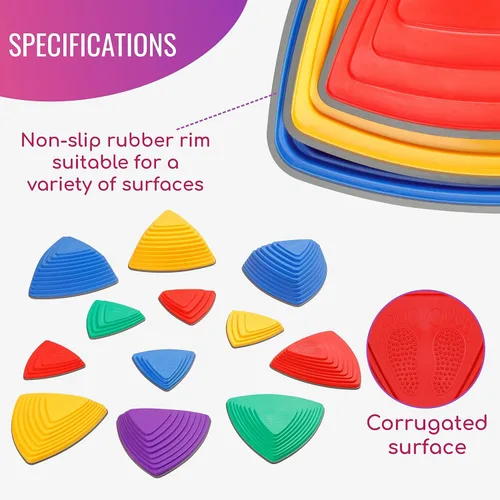 Vista 3 de 12 piezas de piedras antideslizantes para carreras de obstáculos para niños, para interiores y exteriores, patio de recreo sensorial