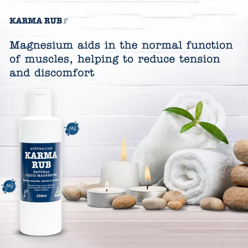 Vista 5 de Karma Rub Aceite de magnesio líquido tópico – 100% natural, oligominerales – Alivio del estrés, alivio de la migraña, alivio del dolor muscular