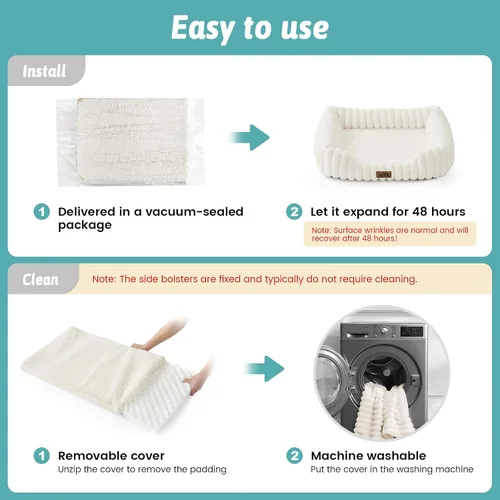 Vista 7 de COZY KISS Cama ortopédica para mascotas para gatos pequeños, cama rectangular lavable para mascotas con parte inferior antideslizante, cama suave