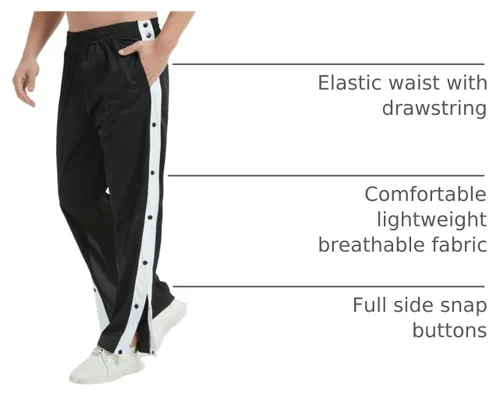 Vista 4 de THWEI Pantalones de chándal poscirugía con botón a presión para hombre Negro
