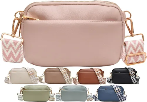 Vista 10 de Bolsos cruzados para mujer, bolsos de hombro de piel vegana y carteras para mujer con correa ancha ajustable