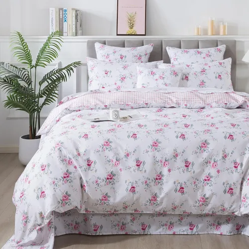 Vista 36 de FADFAY Juego de funda de edredón con estampado floral de roseta, juego de ropa de cama de encaje con volantes para niñas, 3 piezas