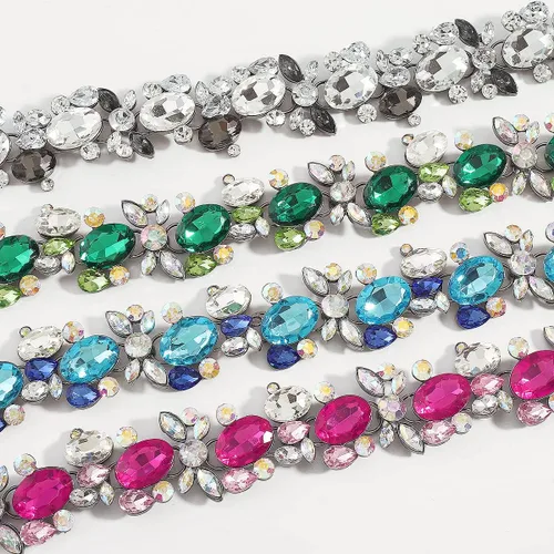 Vista 5 de Jumwrit Collar de gargantilla de diamantes de imitación de colores, collar de cadena gruesa brillante para fiesta de graduación, joyería