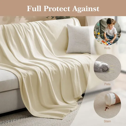 Vista 5 de Funda de sofá modular para perros, lavable para sofá de 2 cojines, funda de felpilla para sofá seccional, protector de muebles multiusos para niños