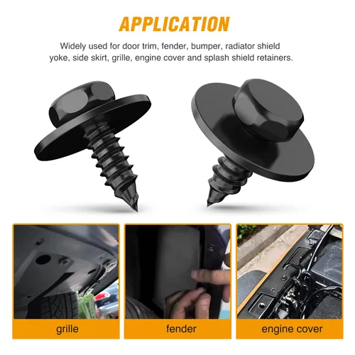 Vista 4 de GOOACC 25Pcs Tornillos Hexagonales M4.8-1.61 x 16mm para Protección de Salpicaduras de Motor, Reemplazo de Cubierta de Parachoques para BMW 128i 25