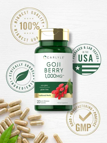 Vista 5 de Carlyle Goji Berry 120 cápsulas Extracto concentrado de la planta Wolfberry Sin OMG, sin gluten