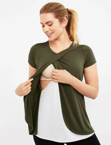 Vista 2 de Maternidad Plus tamaño Lift Up Relaxed Fit Tee de lactancia