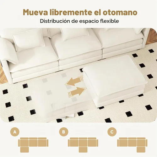 Vista 7 de Real Relax 145'' Sofá seccional modular, sofá convertible de 4 plazas con chenilla, 8 almohadas y 2 reposabrazos para sala de estar, oficina