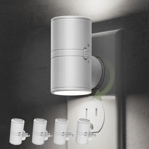Vista 22 de L LOHAS LED Luz nocturna con sensor de movimiento, mini luces nocturnas activadas por movimiento, enchufar a la pared, luz giratoria con sensor