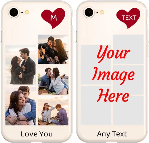 Vista 18 de Funda de teléfono con foto personalizada para iPhone 7 8 SE 2020 2022, imagen/texto personalizado, cubierta negra suave y delgada, regalo único