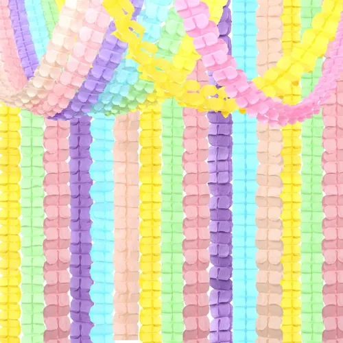 Vista 15 de Guirnalda de serpentinas para decoración de fiesta, color negro, verde y plateado - 12 piezas, guirnalda de papel de trébol de cuatro hojas