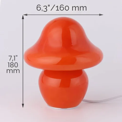 Vista 7 de HEQET Lámpara de hongo naranja de vidrio para mesa, lámpara de hongo para dormitorios, sala de estar, lámparas estéticas para dormitorio, linda