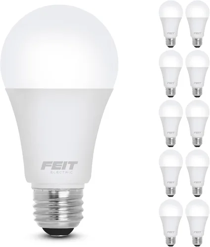 Vista 2 de Feit Electric Bombilla LED A19, equivalente a 60 W, no regulable, 800 lúmenes, base media E26, blanco brillante de 3000 K, CRI 90, vida útil de 10