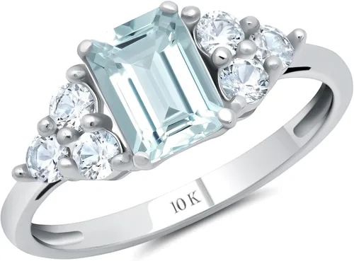 Vista 14 de MAX + STONE Anillos de piedras preciosas de oro de 10 quilates para mujer, anillo de aniversario con piedra natal de corte esmeralda, anillo