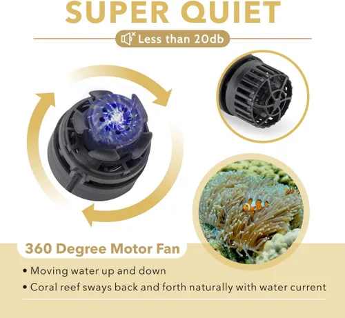 Vista 3 de hygger Mini Wave Maker - Cabezal magnético de CC para acuario con controlador de pantalla LED para tanque de agua salada, bomba de circulación