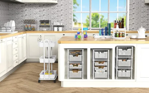 Vista 6 de Simple Houseware s - Organizador ajustable de cocina, color blanco