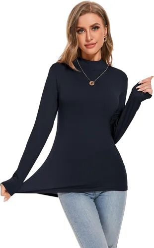 Vista 2 de Camiseta de manga larga con cuello alto falso para mujer