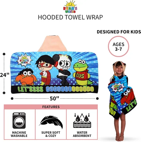 Vista 5 de Franco - Toalla de algodón suave con capucha para niños, para uso en baño y playa Multicolor
