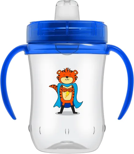 Vista 12 de Dr. Brown's Milestones Vaso de Aprendizaje con Boquilla Suave y Asas, Conejitos Héroes Rosados, Libre de BPA, 9 oz/270 mL, 9m+ Héroe de conejo rosa