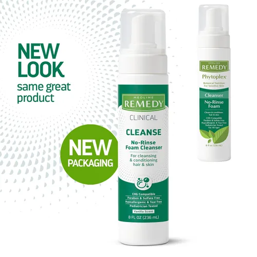 Vista 2 de Medline Remedy Limpiador clínico de espuma sin enjuague, aroma a vainilla (8 onzas líquidas), champú sin enjuague y limpiador corporal para pieles
