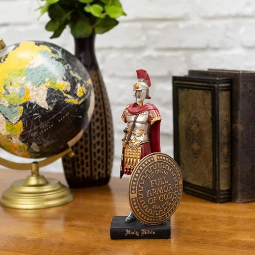 Vista 2 de Dicksons Armor of God - Figura de mesa de soldado romano de 9 x 5 pulgadas, resinstone roja