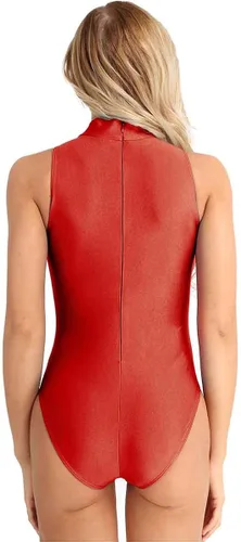 Vista 3 de JEEYJOO Traje de baño de una sola pieza sin mangas con cuello alto y cuello alto para mujer