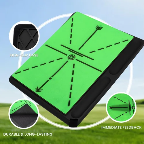 Vista 6 de NEWCARE Golf Hitting Mat with Curved Ball Tray, 3-in-1 Golf Practice Mat, Fairway Rough Putting Surfaces, Non-Slip Rubber Base, Portable Golf