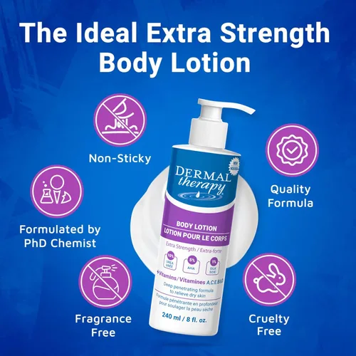 Vista 5 de Dermal Therapy Extra Strength 5% AHA 10% Urea Loción corporal - Curación para piel extremadamente seca y agrietada - Sin fragancia - Piel sensible
