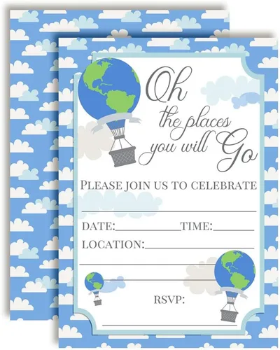 Vista 17 de Amanda Creation Noahs Ark - Invitaciones para baby shower, paquete de 20 invitaciones de cumpleaños de 5 x 7 pulgadas con sobres blancos, tarjetas