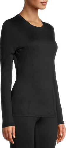 Vista 5 de Reebok Camiseta térmica de manga larga con cuello redondo negro para mujer, Negro