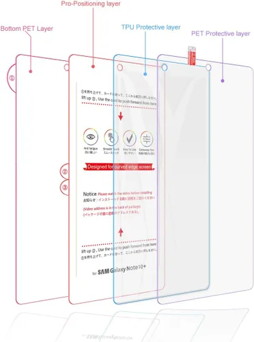 Vista 5 de Paquete de 3 protectores de pantalla de TPU compatible con Samsung Galaxy Note 10 de alta definición de borde a borde (cobertura completa)