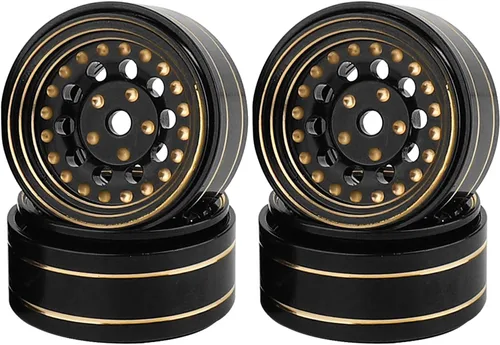 Vista 9 de Llantas de rueda de latón Beadlock 1.0 de 4 piezas para TRX4M SCX24 FCX24 1/24 1/18 RC Crawler, 42g/pieza (forma de estrella)