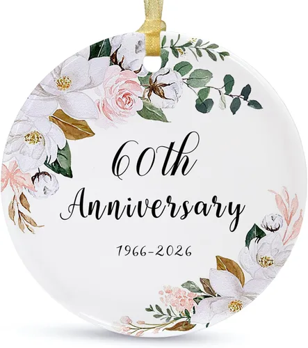 Vista 15 de SIABERTERL Adorno de 55 aniversario 2026, 55 aniversario para parejas y padres, adorno de cerámica de aniversario de 55 años para bodas en el hogar