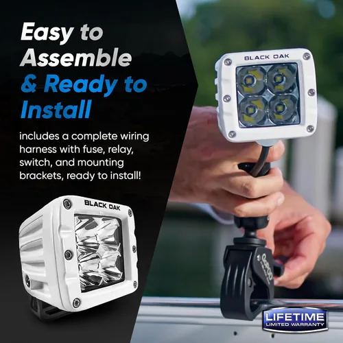 Vista 4 de Black Oak Luz LED Pro Series 3.0 Marine POD de 2 pulgadas: inundación 40W XM-L2 (1 paquete), incluye soportes y arnés de cableado, iluminación