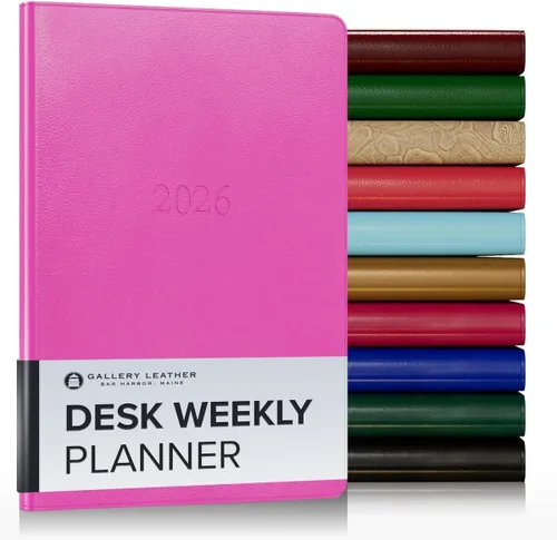 Vista 28 de Gallery Leather Planificador Semanal y Mensual Grande 2025-2026, Calendario Planificador y Cuaderno Elegantemente Encuadernado con Elegantes Bordes