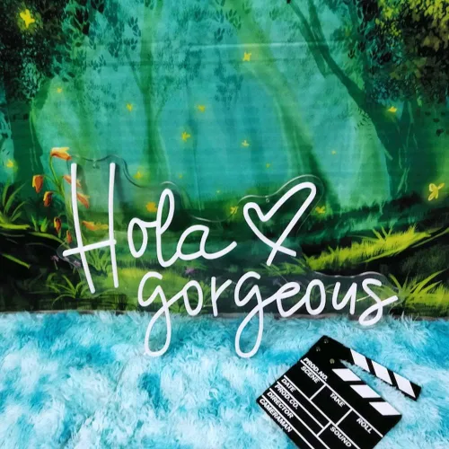 Vista 3 de Hola Gorgeous - Letrero de neón para boda, luz LED de neón, decoración de pared para dormitorio, salón de belleza, regalo de compromiso para ella