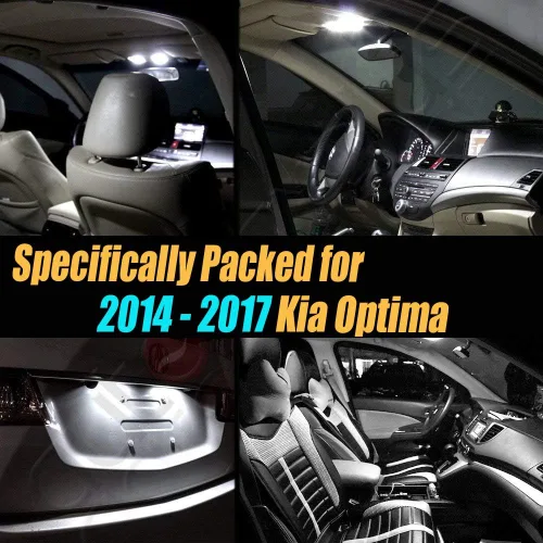 Vista 2 de Paquete de 14 luces LED para interior de coche, color blanco estupendo, 6000 K, compatible con Kia Optima 2014-2017