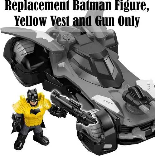 Vista 2 de Imaginext Piezas de repuesto Batmobile - DHT64 ~ Figura de repuesto Batman, chaleco amarillo y pistola