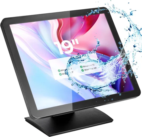 Vista 2 de MUNBYN Monitor POS-pantalla táctil de 19 pulgadas, sistemas POS para pequeñas empresas y cajón de caja registradora negra, cajón de efectivo de 16