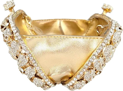 Vista 8 de Boutique De FGG Bolso de mano de cristal de calavera para mujer, bolso de mano de noche con diamantes de imitación, para fiesta, graduación