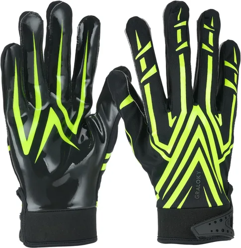Vista 7 de Guantes de fútbol Graloky para hombres, mujeres y niños, guantes de fútbol juvenil, guantes de palma ultra adhesiva de silicona con agarre pegajoso