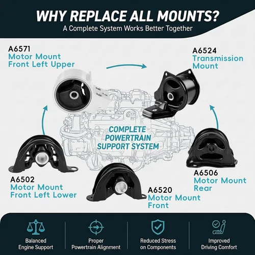 Vista 3 de Kit de montaje de motor y transmisión de 5 piezas compatible con Acura Integra 1994-2001 1.8L Montaje de motor y transmisión para transmisión manual