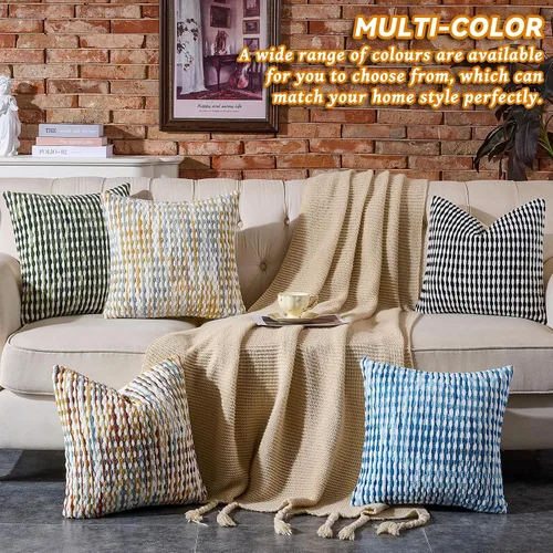 Vista 7 de AmHoo - Funda decorativa de almohada estilo bohemio de chenilla, funda de almohada con borlas tuftadas para sofá, cama, dormitorio, sala de estar