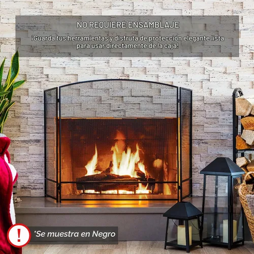 Vista 6 de Best Choice Products Pantalla de chimenea de malla de acero simple de 47.5 x 27.25 pulgadas, 3 paneles, rejilla de protección contra chispas contra