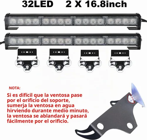 Vista 2 de ASPL - Barra de luz LED intermitente de emergencia de 2 x 16.8 pulgadas, para asesor de tráfico. Barra de luz estroboscópica de 32 LED con 26 Ámbar