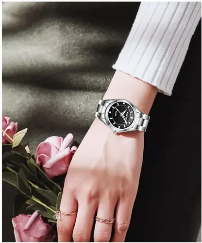 Vista 6 de Reloj de cuarzo clásico casual para mujer, de acero inoxidable, impermeable, luminoso, para mujer