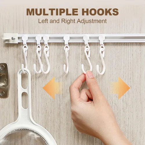 Vista 4 de Gancho multifuncional para riel deslizante, estante colgante de utensilios de cocina, colgador de pared, soporte para utensilios de ahorro